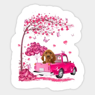 Valentine's Day Love Pickup Truck Vizsla Sticker